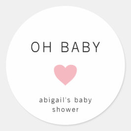 Oh Baby Modern Minimalist Rosa Girl Baby Shower Runt Klistermärke