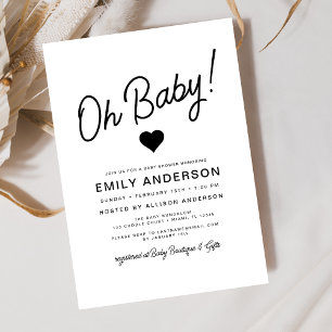 Oh Baby Modern minimalist Simple Baby Shower Inbjudningar