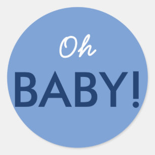 Oh Baby Modern Rosa eller Blue Baby Shower Sprinkl Runt Klistermärke
