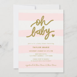 Oh Baby Modern Rosa Rand Baby Shower Inbjudningar