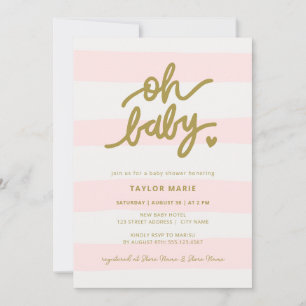 Oh Baby Modern Rosa Rand Baby Shower Inbjudningar