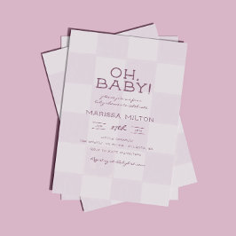 Oh Baby Modern Rosa Rutiga Bebisens Dag Inbjudningar