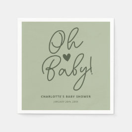 Oh Baby Modern Sage Grönt Baby Shower Anpassningsb Pappersservett