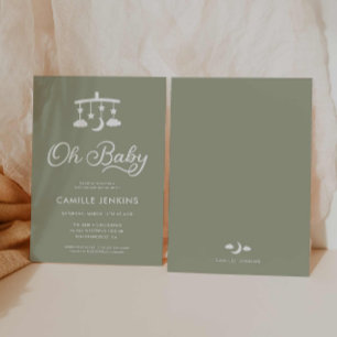 Oh Baby Modern Sage Grönt Baby Shower-inbjudan Inbjudningar