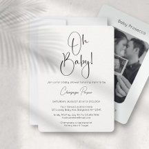 Oh Baby Modern Script Photo Baby Shower-inbjudan