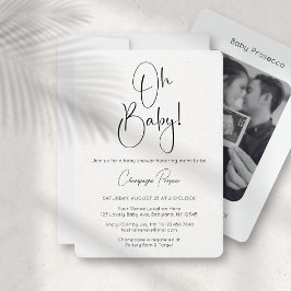 Oh Baby Modern Script Photo Baby Shower-inbjudan Inbjudningar