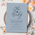 Oh Baby Modern Simple Dusty Blue Boy Shower Inbjudningar<br><div class="desc">Tittar du ett vackert babyduschtema för en mamma att bli? Kolla in den här inbjudan till en liten liten liten nos för barn i Baby. Det innehåller en text av skript stil på ett minimalistiskt trendig med dammig blå bakgrund. Du kan enkelt lägga till dina egna uppgifter med hjälp av...</div>