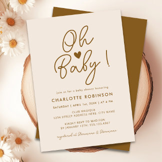 Oh Baby Modern Simple Gender Neutral Baby Shower Inbjudningar