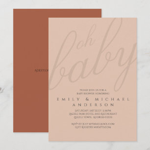 Oh Baby Modern Typography Script Par Shower Inbjudningar