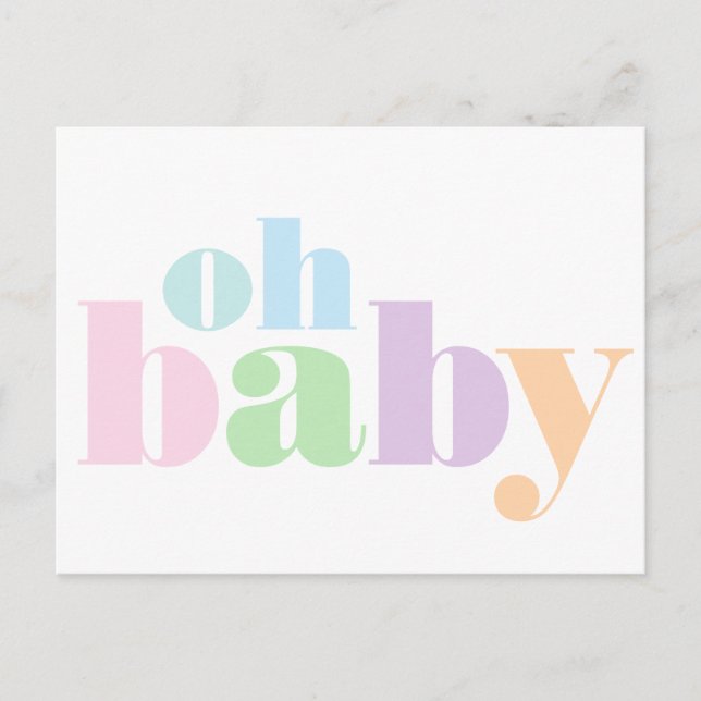 Oh Baby Modern Typography Virtuell Pojke Shower Inbjudan Vykort (Framsida)