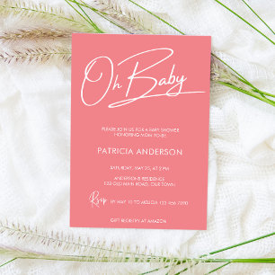 Oh baby moderna manuskalligrafi babydusch inbjudningar