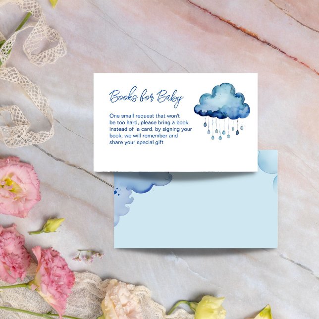 Oh Baby molndusch för babyduschen bokar begäran Tilläggskort (Oh Baby cloud baby shower books request Enclosure Card books for baby card whimsical blue cloud)