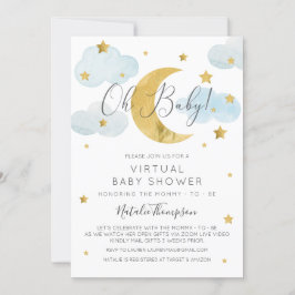Oh Baby Moon & Stars theme Virtual Baby Shower Inbjudningar