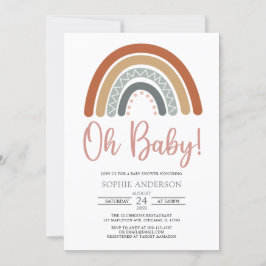 Oh Baby Mute Tones Boho Rainbow Baby Shower Inbjudningar