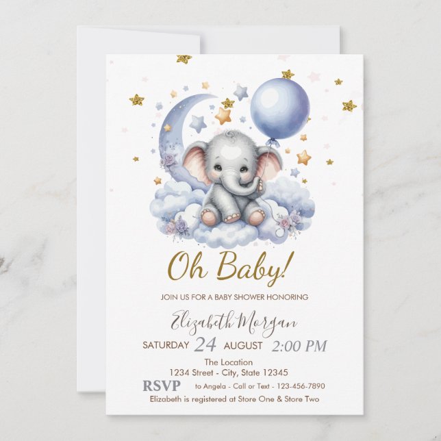 Oh Baby Nalle Baby Shower Inbjudningar (Framsida)