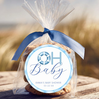 Oh Baby Nautical Baby Shower Favor Stickers Runt Klistermärke