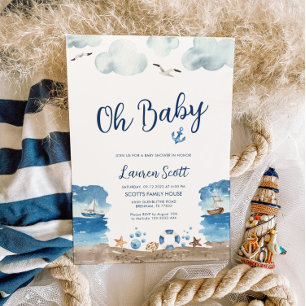 Oh Baby Nautical Baby Shower-inbjudan Inbjudningar