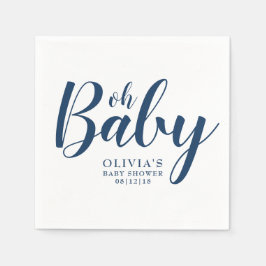 Oh Baby - Navy Blue Baby Shower Pappersservett