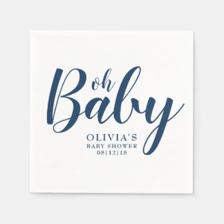 Oh Baby - Navy Blue Baby Shower Pappersservett