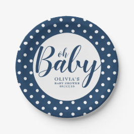 Oh Baby - Navy Blue Polka Dot Baby Shower