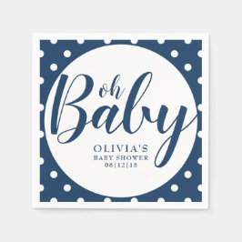 Oh Baby - Navy Blue Polka Dot Baby Shower Pappersservett