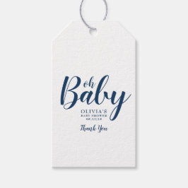 Oh Baby - Navy Blue Polka Dot Baby Shower Presentetikett