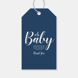 Oh Baby - Navy Blue Polka Dot Baby Shower Presentetikett