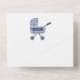 Oh Baby Navy Damask Pram Baby Shower