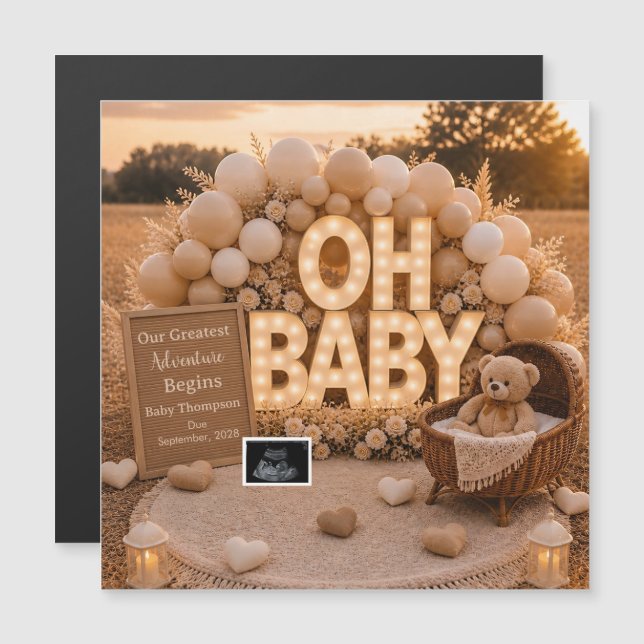 Oh Baby Neutralt graviditetsbesked minnessak  (Fram/baksida)