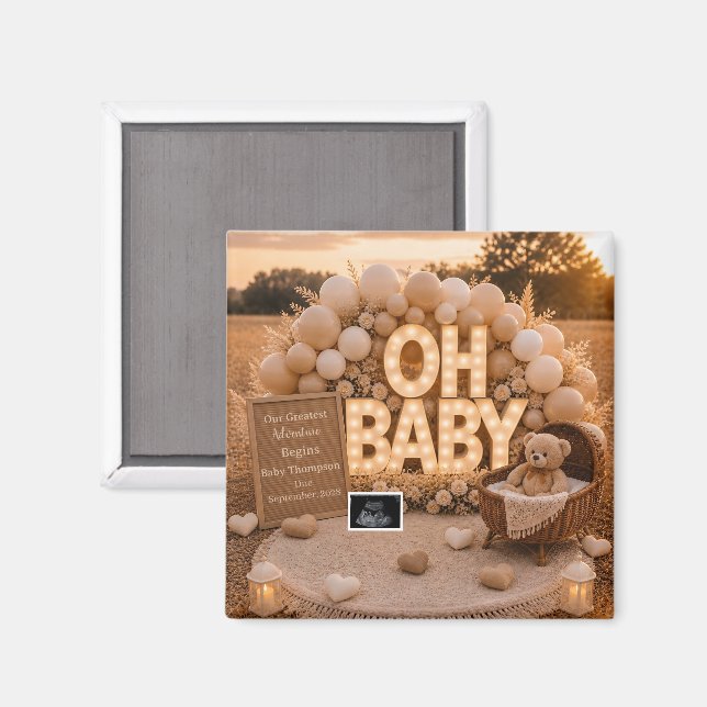 Oh Baby Neutralt graviditetsbesked minnessak  Magnet (Front/Back)
