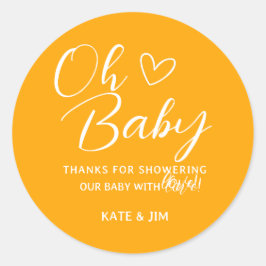 Oh Baby Orange Baby Shower Tack Message Runt Klistermärke