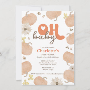 Oh Baby Orange Pumpkin Baby Shower-inbjudan Inbjudningar