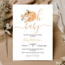 Oh Baby Orange Pumpkin Blommigt Baby Shower