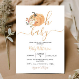 Oh Baby Orange Pumpkin Blommigt Baby Shower Inbjudningar