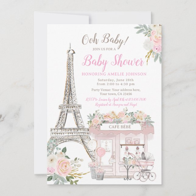 Oh Baby Paris Baby Shower Brunch Inbjudningar (Framsida)
