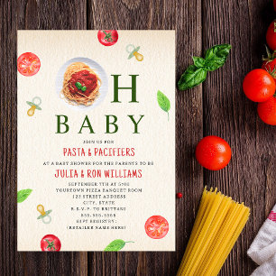 Oh Baby Pasta + Nappar Baby Shower-inbjudan Inbjudningar
