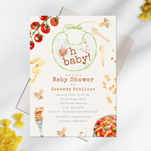 Oh Baby Pasta & Nappar Neutralt Baby Shower Inbjudningar