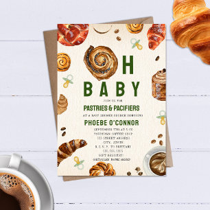 Oh Baby Pastries + Nappar Neutralt Baby Shower Inbjudningar
