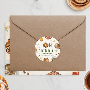 Oh Baby Pastries + Nappar Neutralt Baby Shower Runt Klistermärke