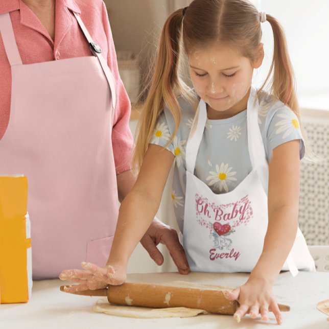 Oh Baby Personlig Rosa Girly Girl Barnförkläde (Skapare uppladdad)