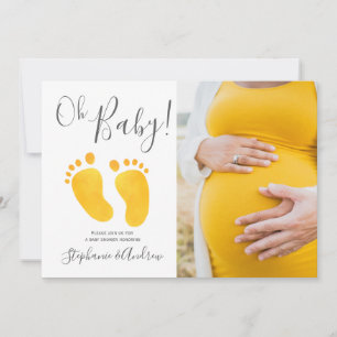 Oh Baby Photo Gult Feet Baby Shower-inbjudan Inbjudningar