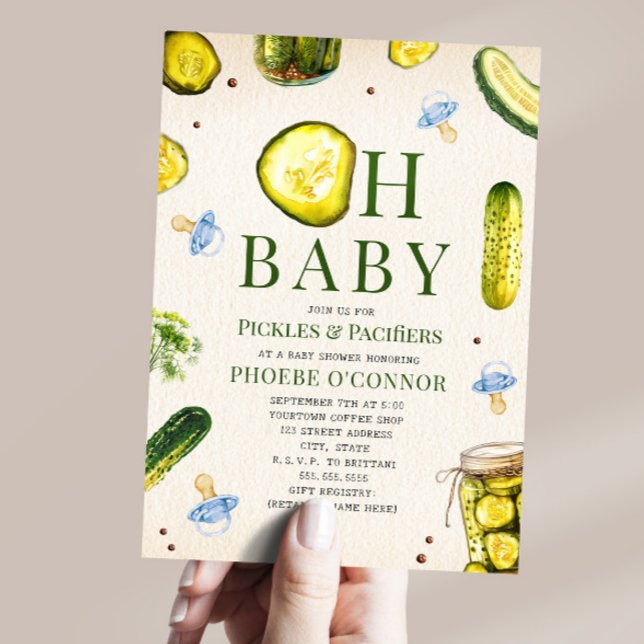 Oh Baby Pickles + Nappflaskor Pojke Baby Shower Inbjudningar (Skapare uppladdad)