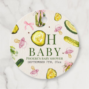 Oh Baby Pickles & Pacifiers Rosa Flicks Babyshower Gåvor Etiketter