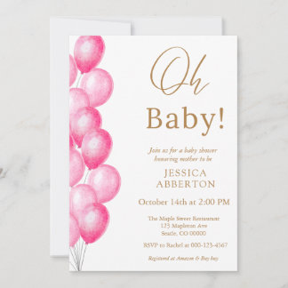 Oh baby! Pink Gold girl baby shower Inbjudningar