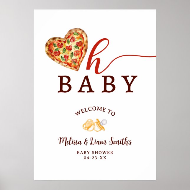 Oh Baby Pizza Baby Shower Welcome Sign - Roligt Fo Poster (Framsidan)