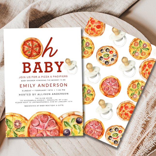 Oh Baby Pizza & Nappar Baby Shower Inbjudningar (Skapare uppladdad)