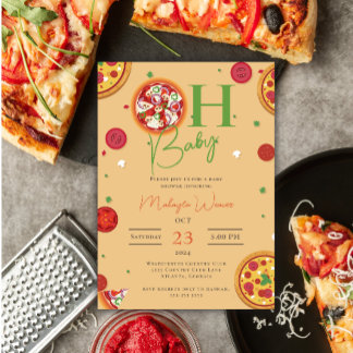 Oh Baby Pizza Nappar coola Baby Shower Inbjudningar