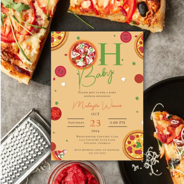 Oh Baby Pizza Nappar coola Baby Shower Inbjudningar (Skapare uppladdad)