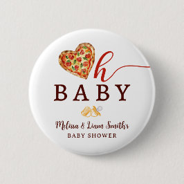Oh Baby Pizza och Nappar Baby Shower Button - F Knapp