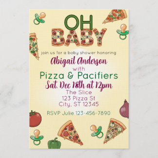 Oh Baby, Pizza & Pacifiers Baby Shower Inbjudningar